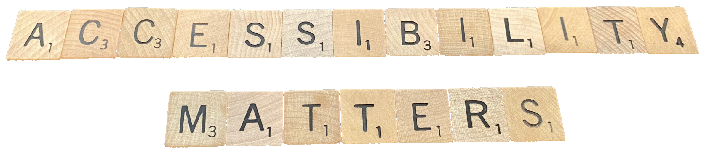 Wooden tiles spelling ‘Accessibility matters’